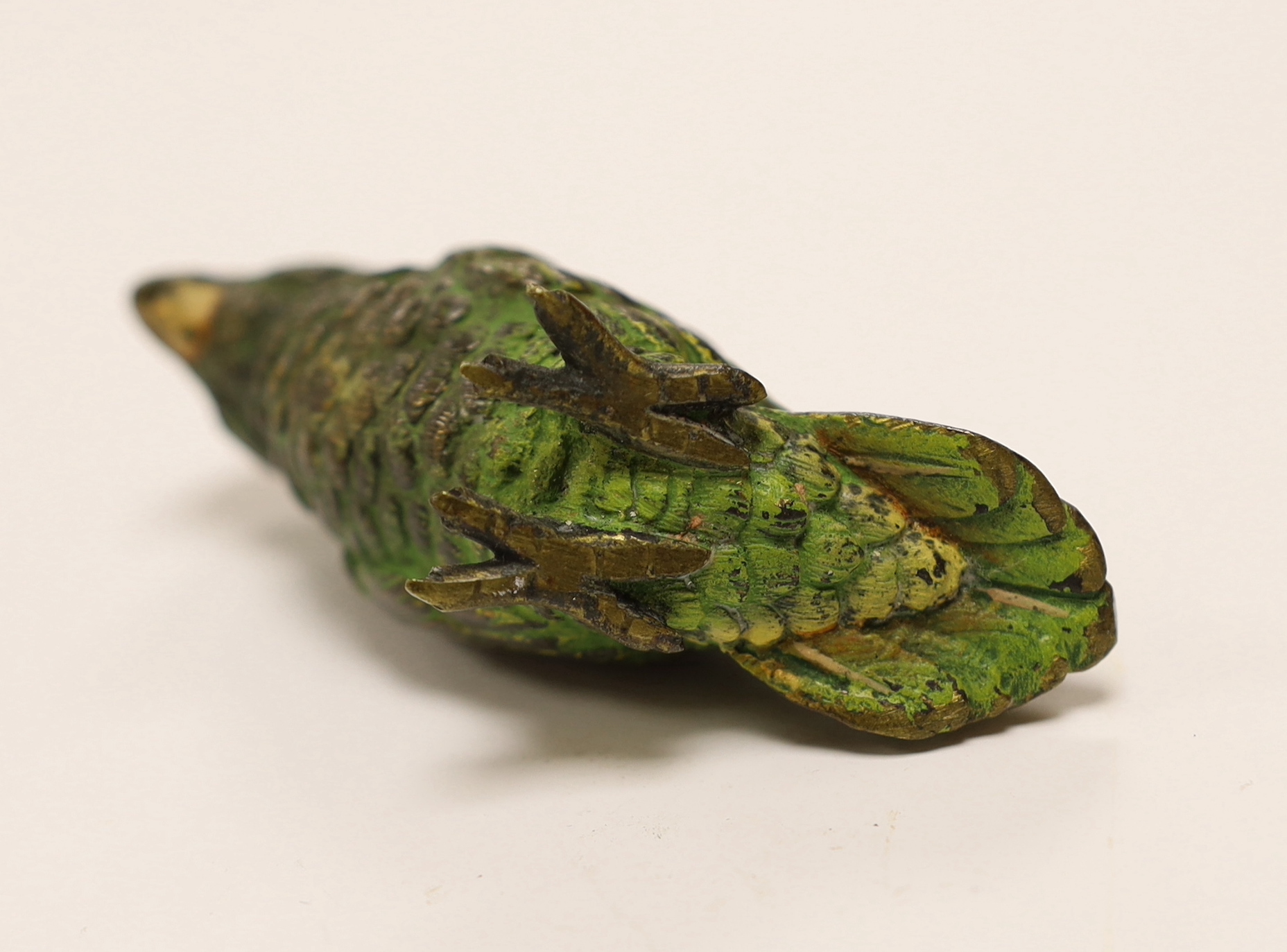 A large Austrian cold painted bronze model of a Parrot, 8cm high